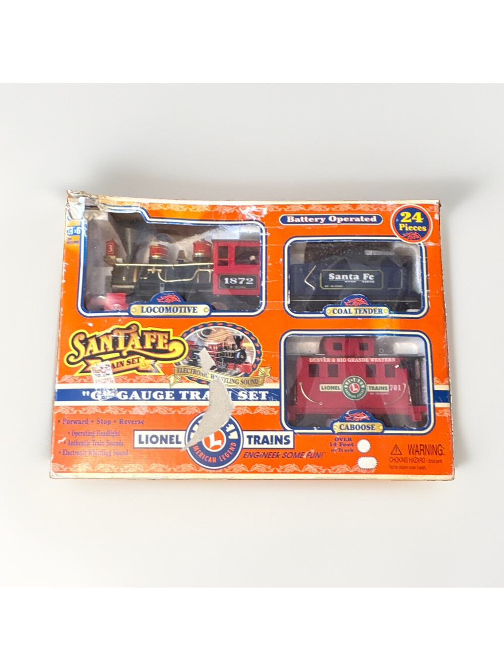Lionel Santa Fe G Gauge 24 Pc Battery Train Set 62048 Engine 1872 Sounds Boxed